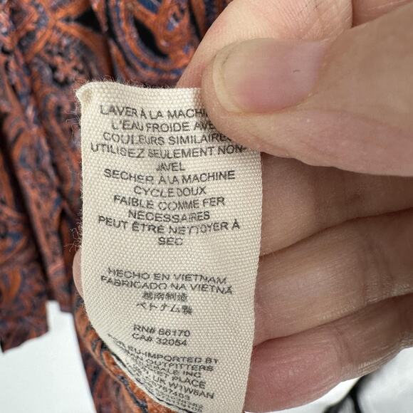 Free People Kimono Cardigan Womens Small Black Paisley Open Front Boho Duster - Picture 10 of 13